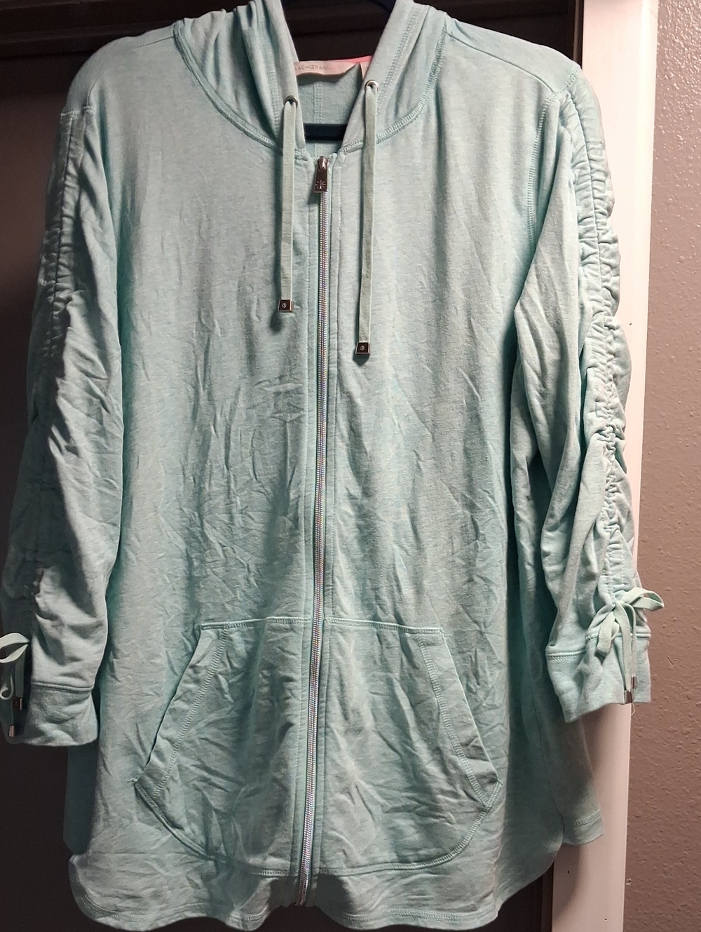 Isaac Mizrahi Light Aqua Zip-Up Hoodie